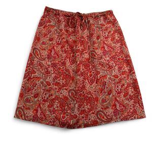 Apostrophe Paisley Midi Skirt Women’s 14 Tie Waist Boho Cottagecore
